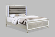 Cristian Champagne Queen LED Upholstered Panel Bed - Gate FurnitureQueen Bed