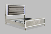 Cristian Champagne Queen LED Upholstered Panel Bed - Gate FurnitureQueen Bed