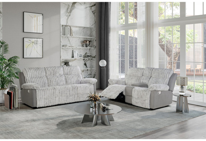 U6028 Grey Reclining Sofa/Console Reclining Loveseat - U6028-GREY-RS/CRLS