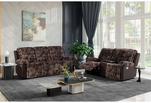U6028 Brown Reclining Sofa/Console Reclining Loveseat - U6028-BROWN-RS/CRLS-N