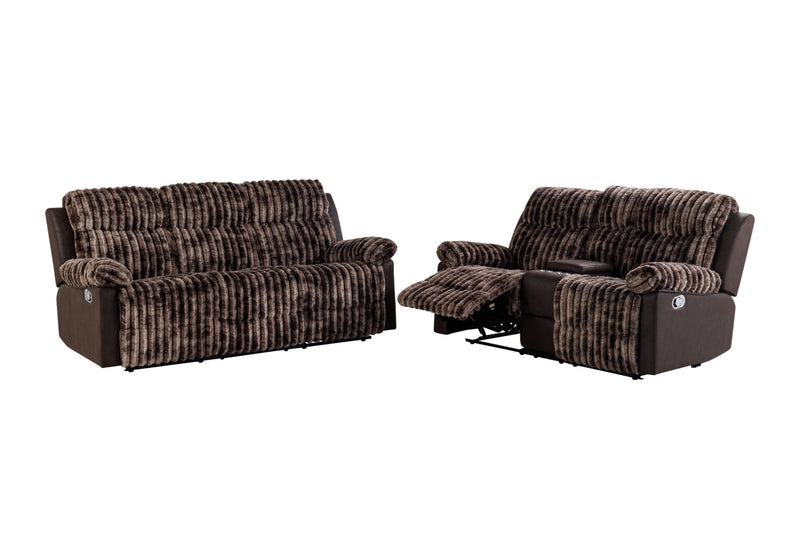 U6028 Brown Reclining Sofa/Console Reclining Loveseat - U6028-BROWN-RS/CRLS-N