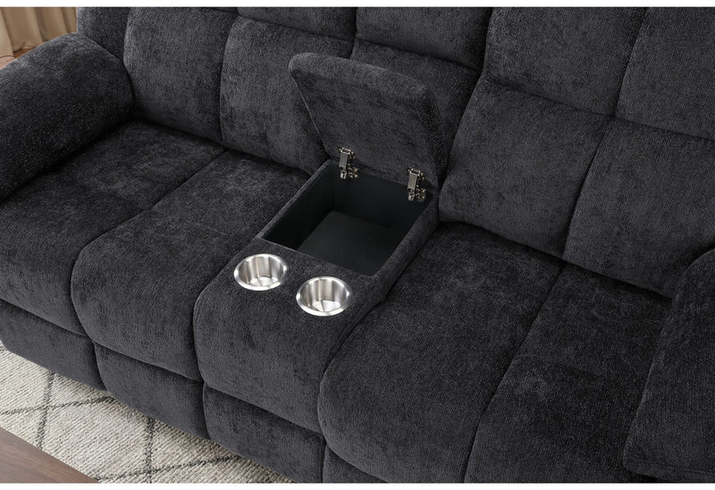 U6000 Black Reclining Sofa/Console Reclining Loveseat - U6000-BLACK-RS/CRLS-N