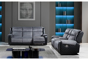 U5914/U5915 Grey/Black Rec Sofa/Crls W/Immersive Sound & Blue Led - U5914/U5915-GREY/BLACK-RS/CRLS + IS