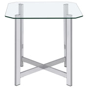 Cronin 3-piece Tempered Glass Top Coffee Table Set Chrome - 706568-S3