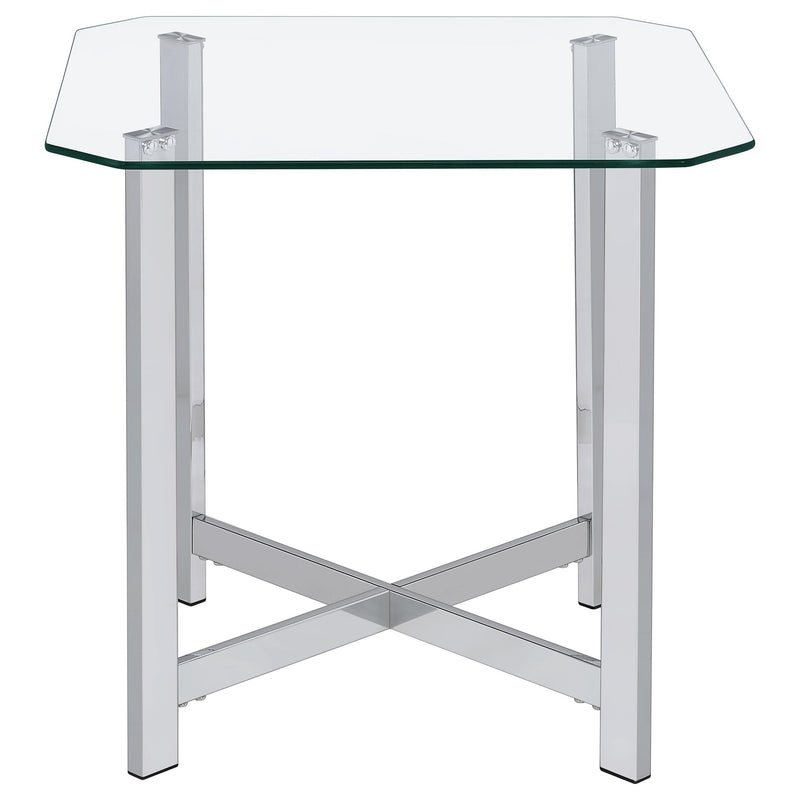Cronin 3-piece Tempered Glass Top Coffee Table Set Chrome - 706568-S3