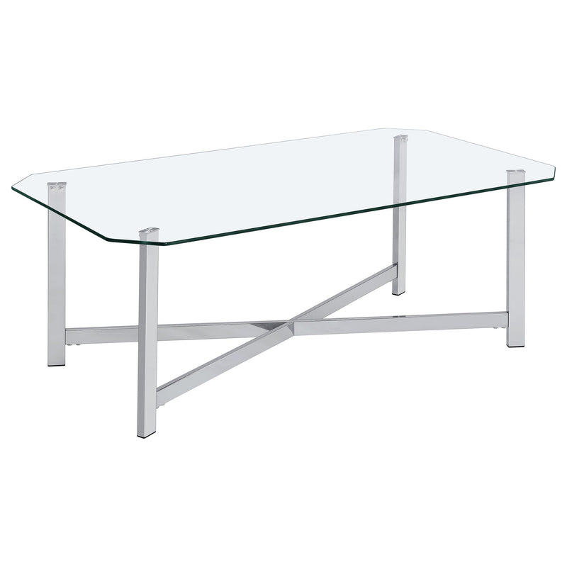 Cronin 3-piece Tempered Glass Top Coffee Table Set Chrome - 706568-S3