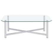 Cronin 3-piece Tempered Glass Top Coffee Table Set Chrome - 706568-S3