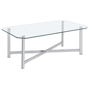 Cronin Rectangular Tempered Glass Top Cocktail Coffee Table Chrome - 706568