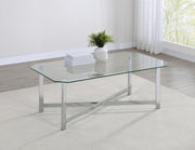 Cronin Rectangular Tempered Glass Top Cocktail Coffee Table Chrome - 706568