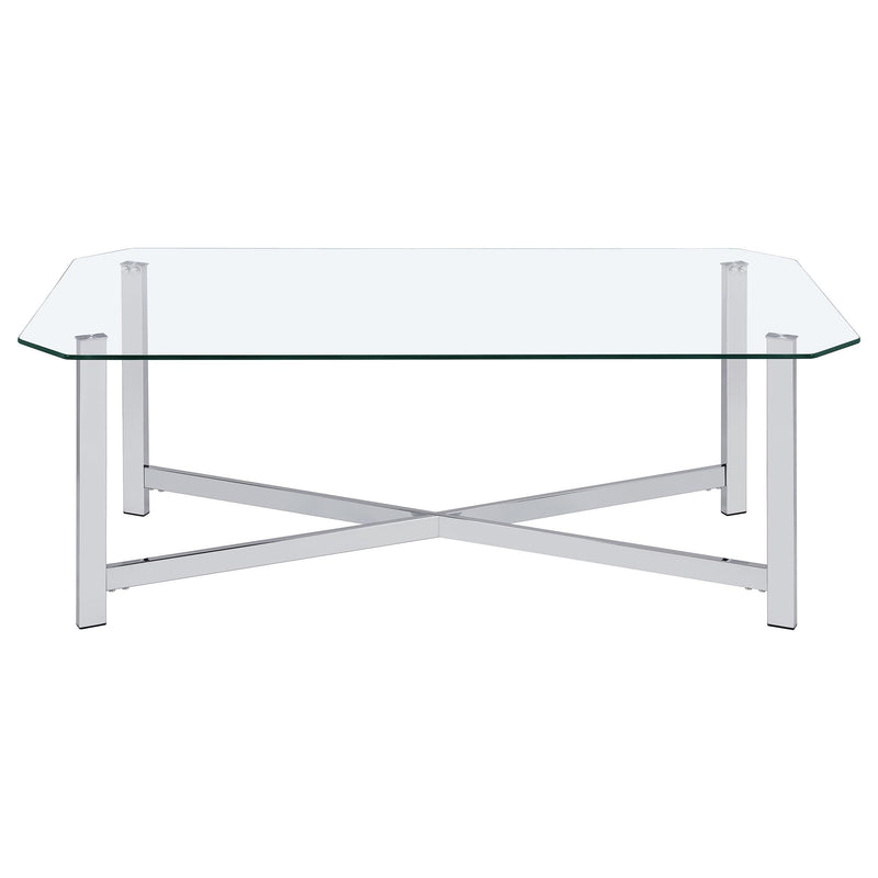 Cronin Rectangular Tempered Glass Top Cocktail Coffee Table Chrome - 706568