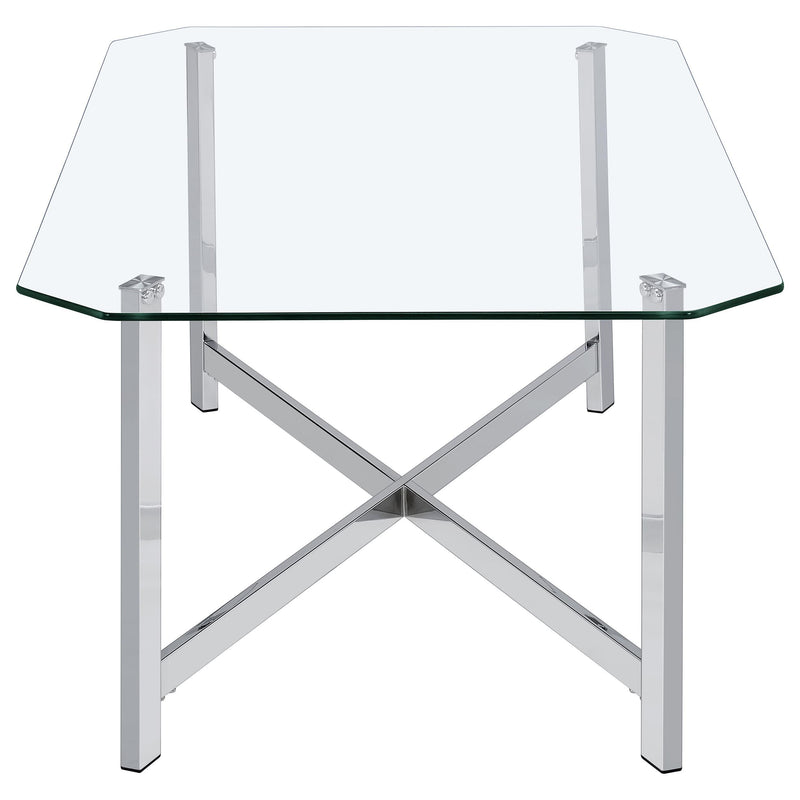 Cronin Rectangular Tempered Glass Top Cocktail Coffee Table Chrome - 706568