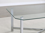 Cronin Rectangular Tempered Glass Top Cocktail Coffee Table Chrome - 706568