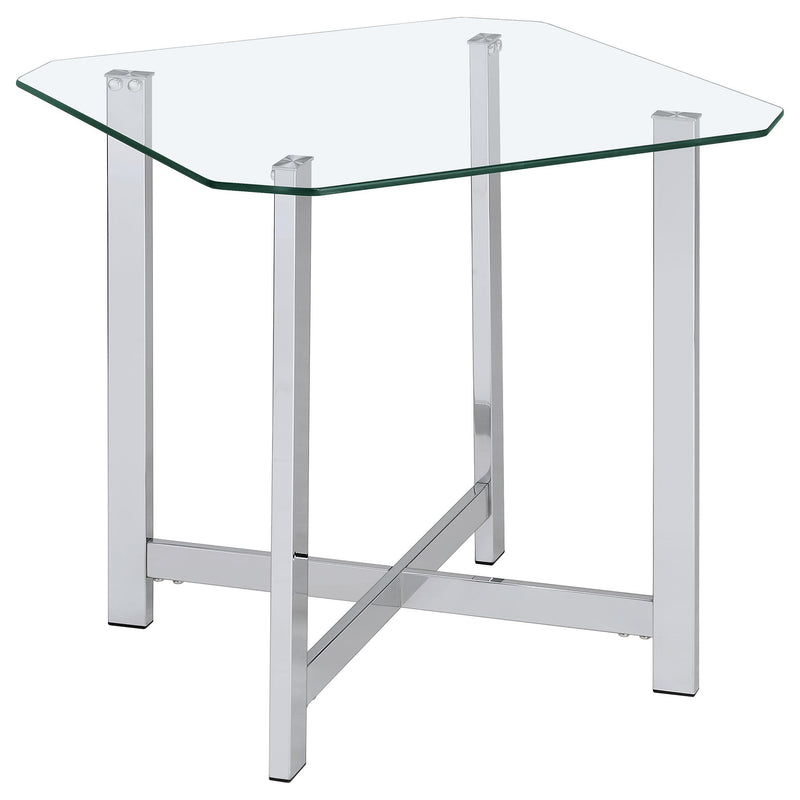 Cronin Square Tempered Glass Top Side End Table Chrome - 706567