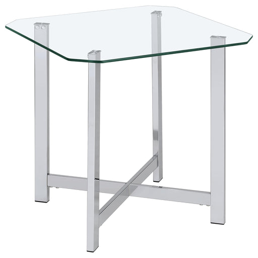 Cronin Square Tempered Glass Top Side End Table Chrome - 706567