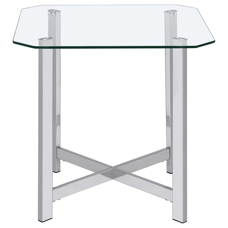 Cronin Square Tempered Glass Top Side End Table Chrome - 706567