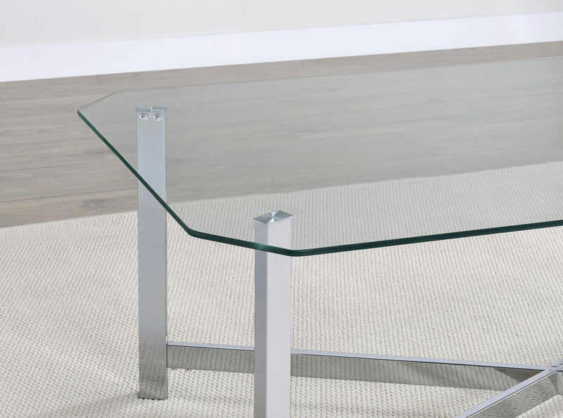 Cronin Square Tempered Glass Top Side End Table Chrome - 706567