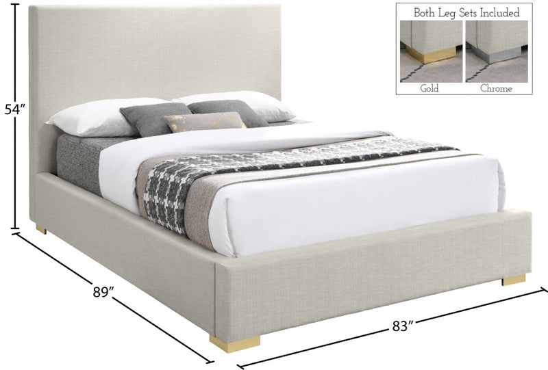 Crosby Linen Textured King Bed Beige - Gate FurnitureKing Bed