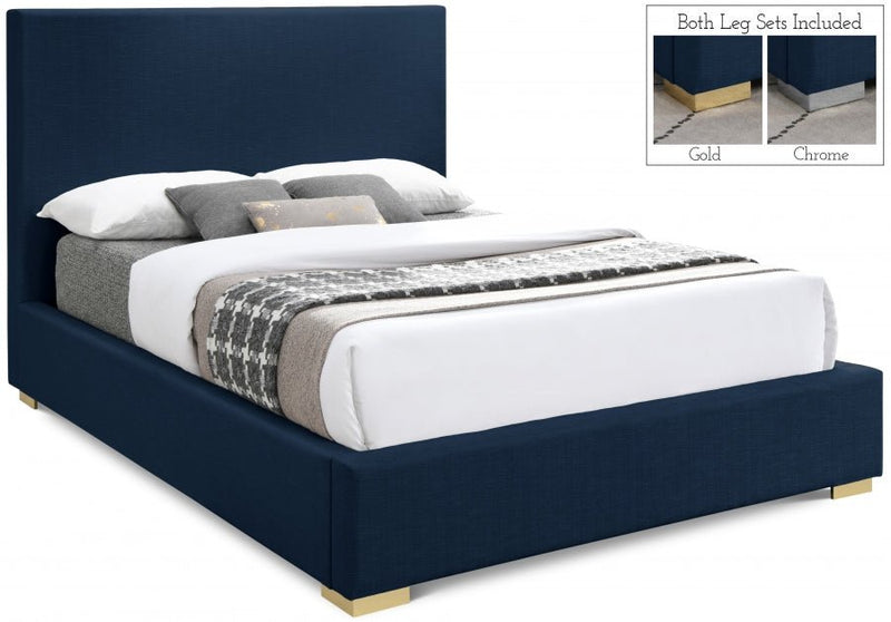 Crosby Linen Textured King Bed Blue - Gate FurnitureKing Bed