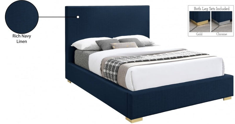 Crosby Linen Textured King Bed Blue - Gate FurnitureKing Bed