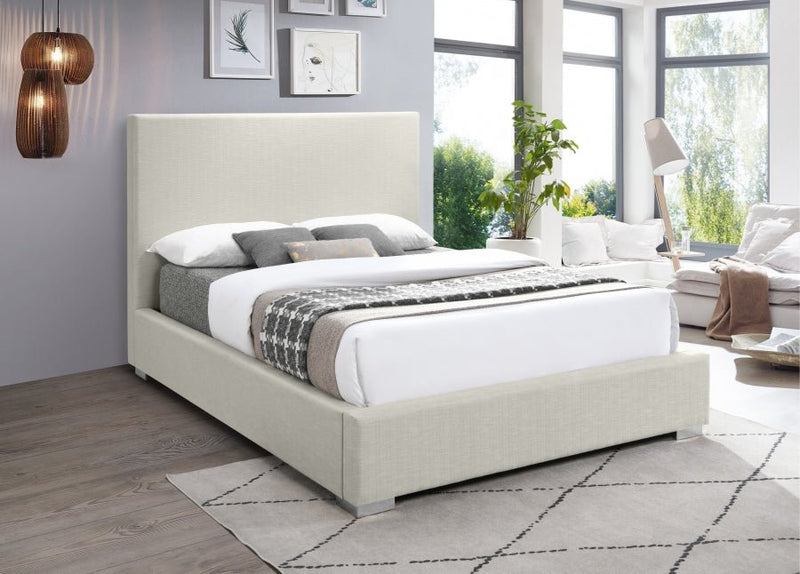 Crosby Linen Textured Queen Bed Beige - Gate FurnitureQueen Bed