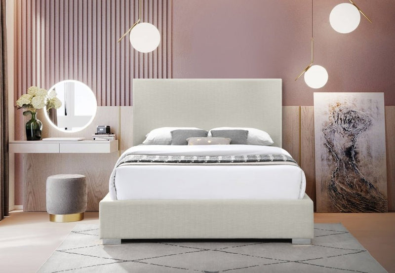 Crosby Linen Textured Queen Bed Beige - Gate FurnitureQueen Bed