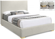 Crosby Linen Textured Queen Bed Beige - Gate FurnitureQueen Bed