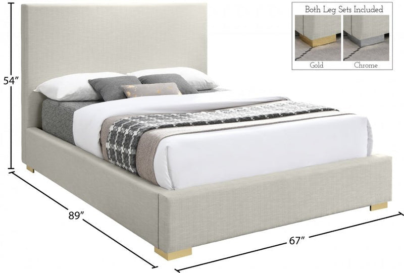 Crosby Linen Textured Queen Bed Beige - Gate FurnitureQueen Bed