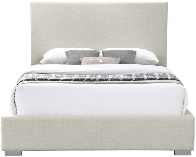 Crosby Linen Textured Queen Bed Beige - Gate FurnitureQueen Bed