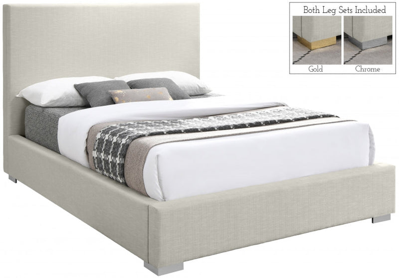 Crosby Linen Textured Queen Bed Beige - Gate FurnitureQueen Bed