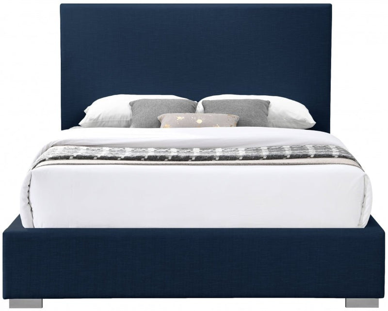 Crosby Linen Textured Queen Bed Blue - Gate FurnitureQueen Bed
