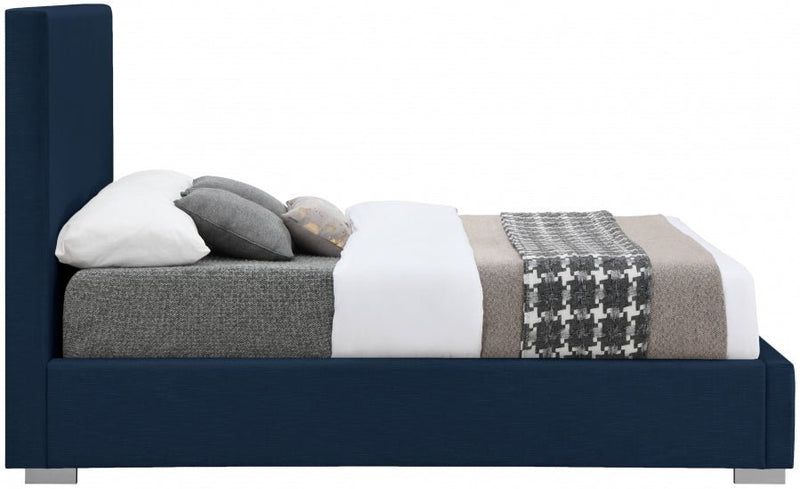 Crosby Linen Textured Queen Bed Blue - Gate FurnitureQueen Bed