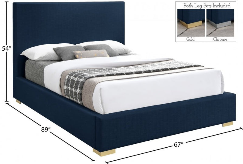 Crosby Linen Textured Queen Bed Blue - Gate FurnitureQueen Bed