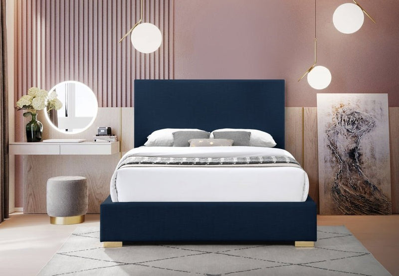 Crosby Linen Textured Queen Bed Blue - Gate FurnitureQueen Bed
