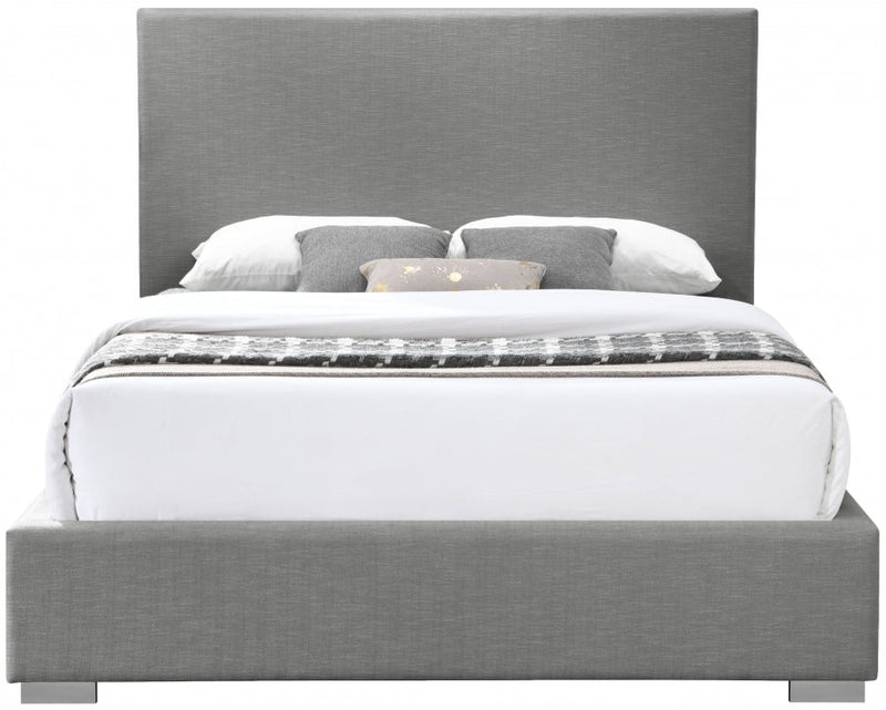 Crosby Linen Textured Queen Bed Grey - Gate FurnitureQueen Bed