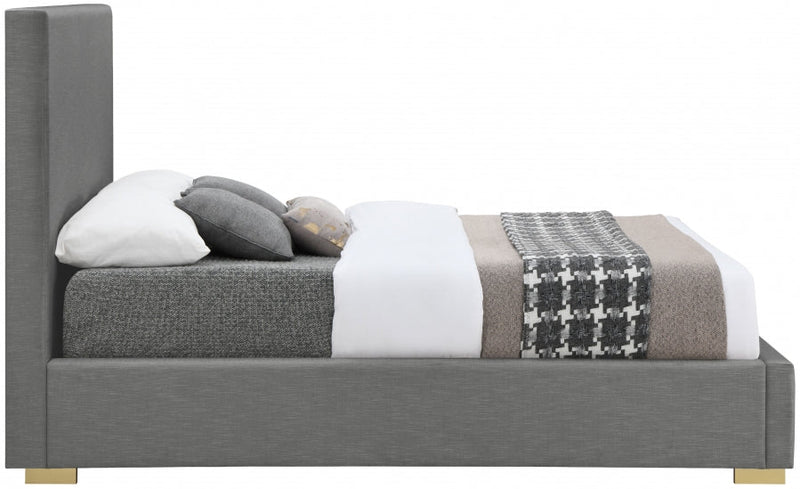 Crosby Linen Textured Queen Bed Grey - Gate FurnitureQueen Bed