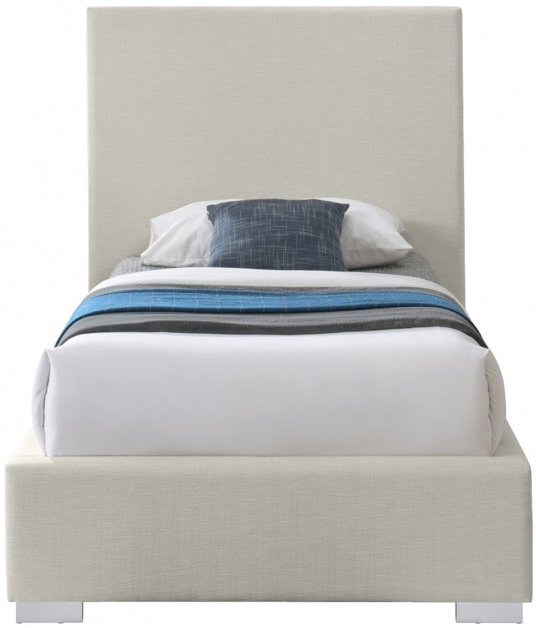 Crosby Linen Textured Twin Bed Beige - Gate FurnitureTwin Bed