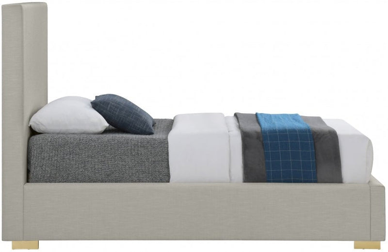 Crosby Linen Textured Twin Bed Beige - Gate FurnitureTwin Bed