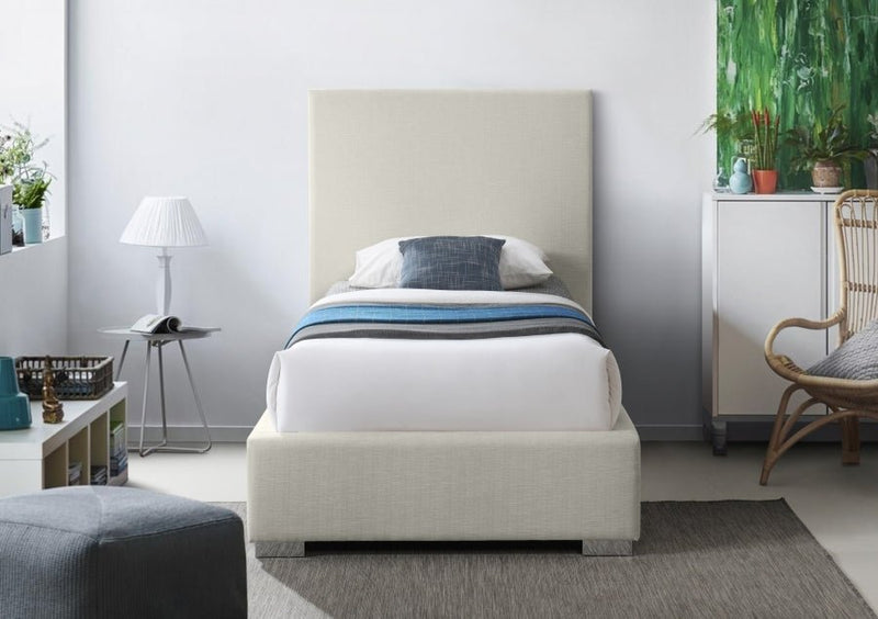 Crosby Linen Textured Twin Bed Beige - Gate FurnitureTwin Bed
