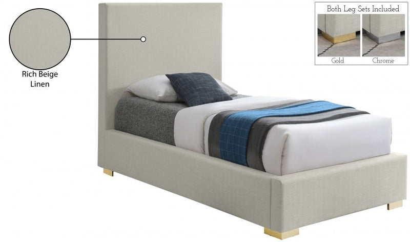Crosby Linen Textured Twin Bed Beige - Gate FurnitureTwin Bed