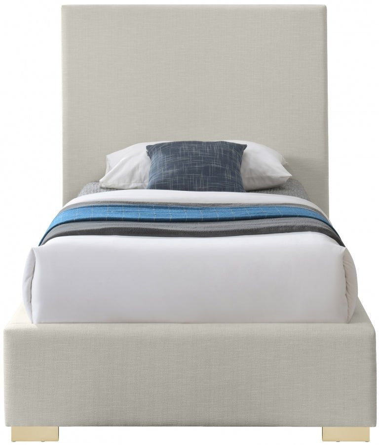Crosby Linen Textured Twin Bed Beige - Gate FurnitureTwin Bed