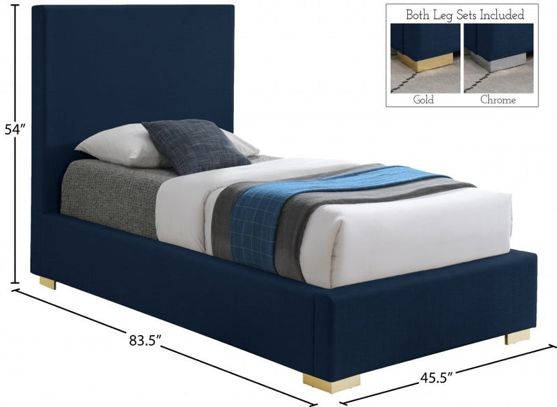Crosby Linen Textured Twin Bed Blue - Gate FurnitureTwin Bed