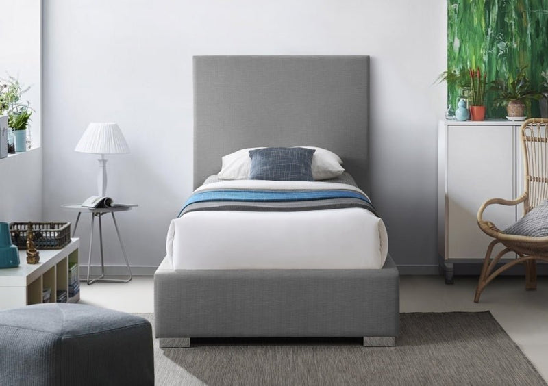 Crosby Linen Textured Twin Bed Grey - Gate FurnitureTwin Bed