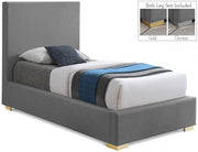 Crosby Linen Textured Twin Bed Grey - Gate FurnitureTwin Bed