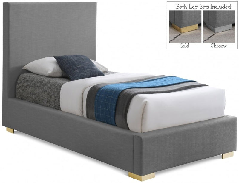 Crosby Linen Textured Twin Bed Grey - Gate FurnitureTwin Bed