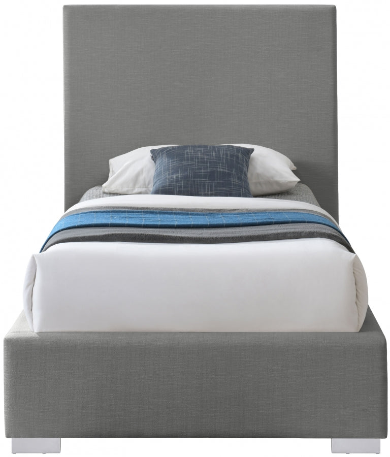 Crosby Linen Textured Twin Bed Grey - Gate FurnitureTwin Bed