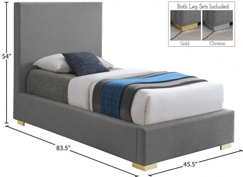 Crosby Linen Textured Twin Bed Grey - Gate FurnitureTwin Bed