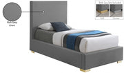 Crosby Linen Textured Twin Bed Grey - Gate FurnitureTwin Bed