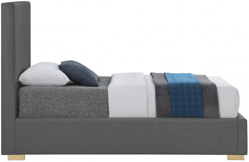 Crosby Linen Textured Twin Bed Grey - Gate FurnitureTwin Bed
