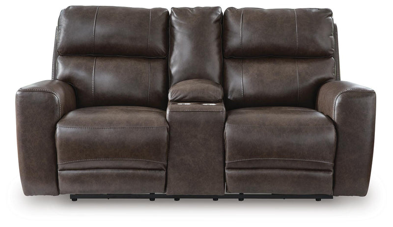 Crossplex Smoke Power Reclining Loveseat with Console - PCU6450618