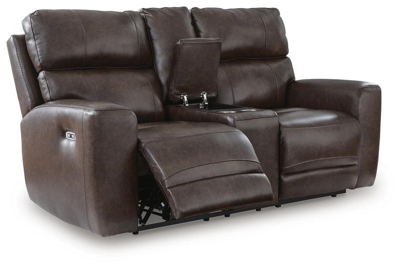 Crossplex Smoke Power Reclining Loveseat with Console - PCU6450618